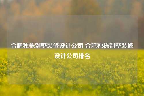 合肥独栋别墅装修设计公司 合肥独栋别墅装修设计公司排名